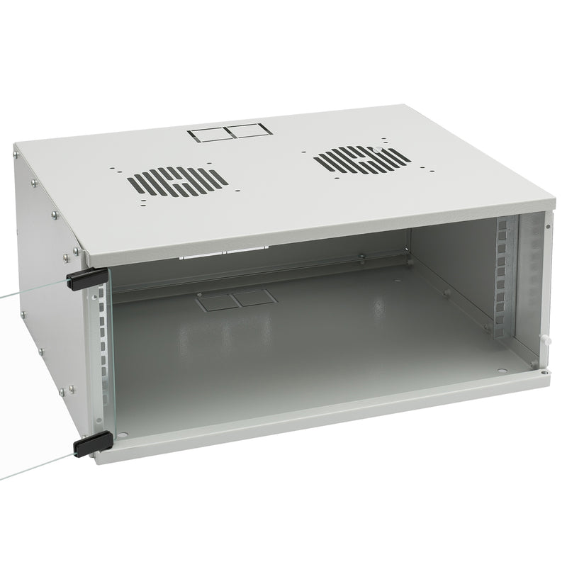 Unmontierter 19 Zoll Serverschrank von HMF mit 4 Höheneinheiten in Lichtgrau