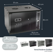 Unmontierter 19 Zoll Serverschrank von HMF mit 7 Höheneinheiten in Schwarz