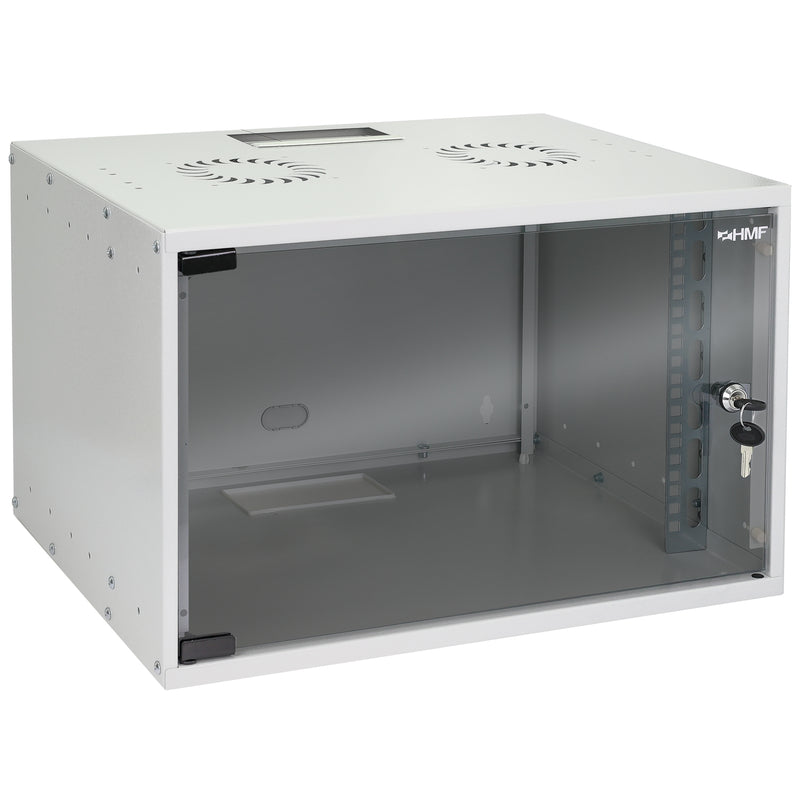Unmontierter 19 Zoll Serverschrank von HMF mit 4 Höheneinheiten in Lichtgrau