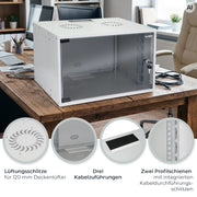 Unmontierter 19 Zoll Serverschrank von HMF mit 7 Höheneinheiten in Lichtgrau