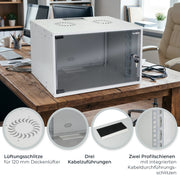 Unmontierter 19 Zoll Serverschrank von HMF mit 4 Höheneinheiten in Lichtgrau