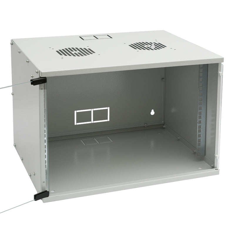Unmontierter 19 Zoll Serverschrank von HMF mit 7 Höheneinheiten in Lichtgrau