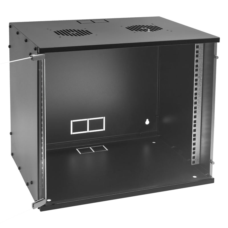 Unmontierter 19 Zoll Serverschrank von HMF mit 9 Höheneinheiten in Schwarz