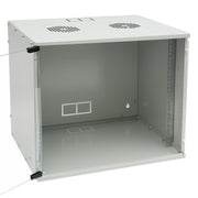 Unmontierter 19 Zoll Serverschrank von HMF mit 9 Höheneinheiten in Lichtgrau