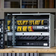 Unmontierter 19 Zoll Serverschrank von HMF mit 12 Höheneinheiten in Schwarz