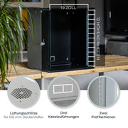 Unmontierter 19 Zoll Serverschrank von HMF mit 12 Höheneinheiten in Lichtgrau