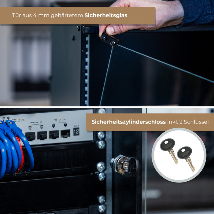 Unmontierter 19 Zoll Serverschrank von HMF mit 12 Höheneinheiten in Lichtgrau