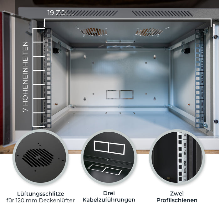 Serverschrank 19 Zoll, HMF 66400, Tiefe 45 cm
