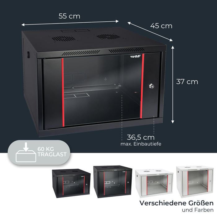 Serverschrank 19 Zoll, HMF 66400, Tiefe 45 cm