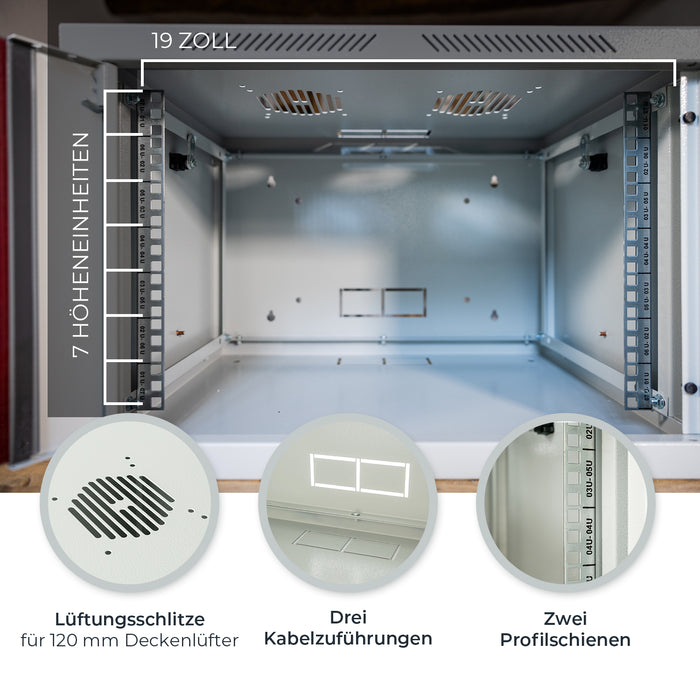 Serverschrank 19 Zoll, HMF 66400, Tiefe 45 cm