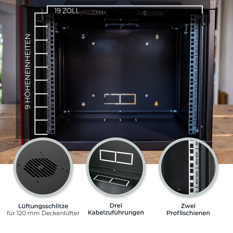 Serverschrank 19 Zoll, HMF 66400, Tiefe 45 cm