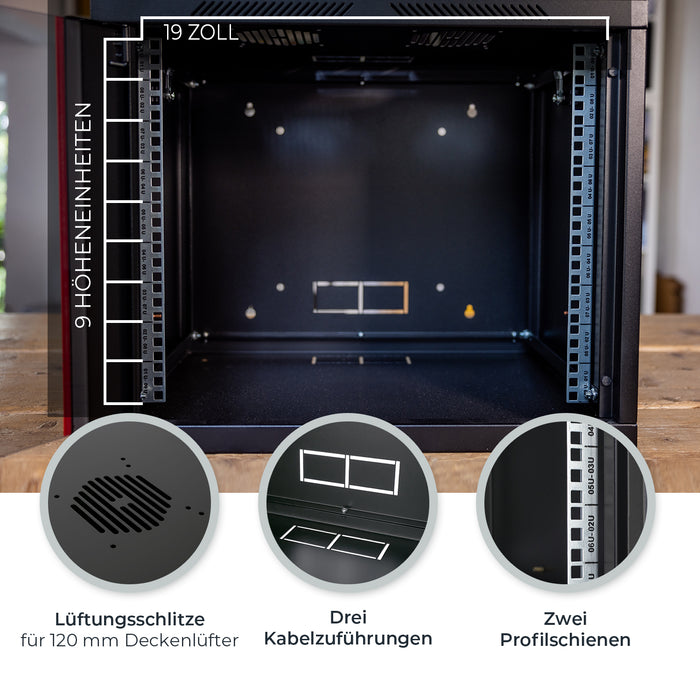 Serverschrank 19 Zoll, HMF 66400, Tiefe 45 cm