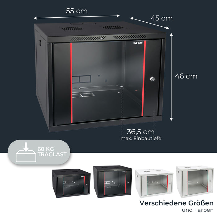 Serverschrank 19 Zoll, HMF 66400, Tiefe 45 cm