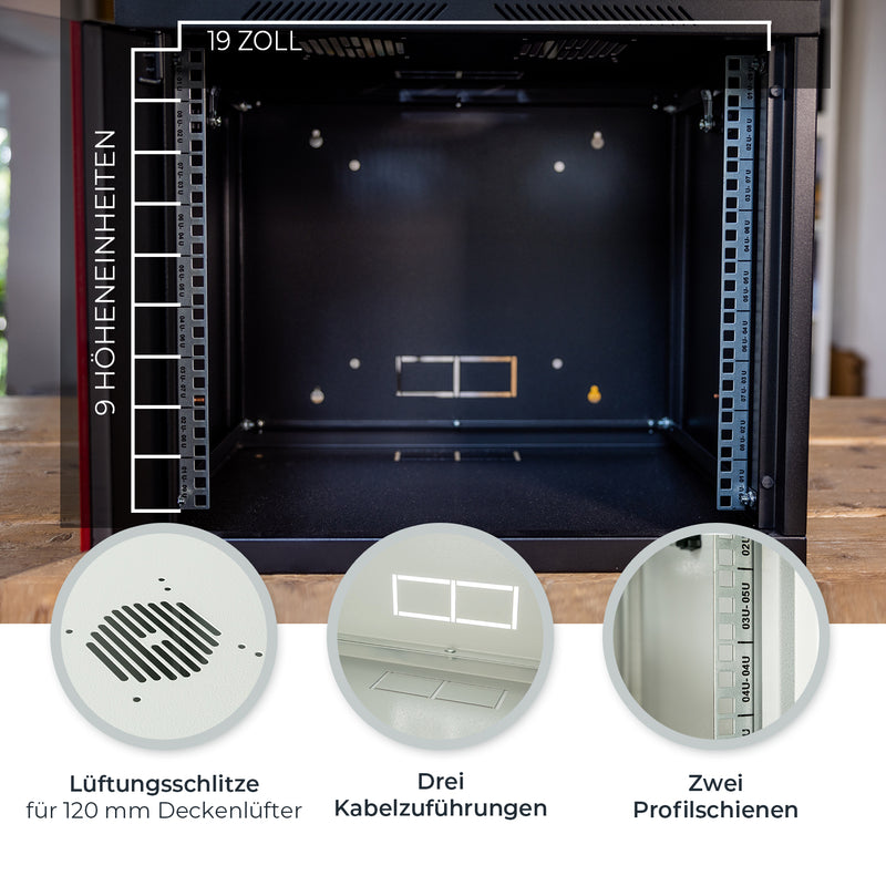 Serverschrank 19 Zoll, HMF 66400, Tiefe 45 cm