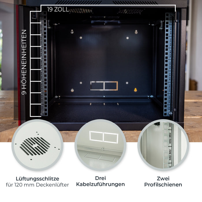 Serverschrank 19 Zoll, HMF 66400, Tiefe 45 cm
