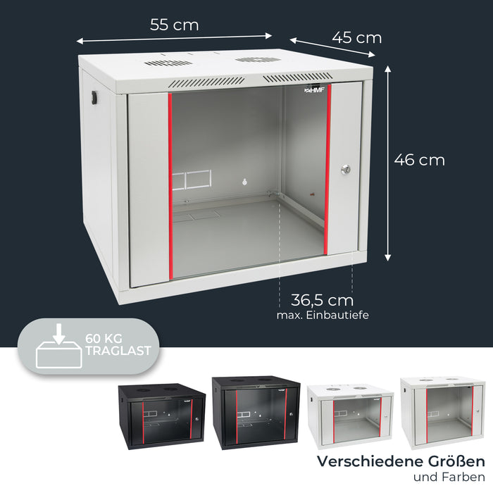 Serverschrank 19 Zoll, HMF 66400, Tiefe 45 cm