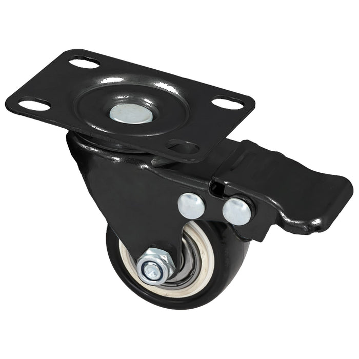 Schwerlastrollen aus Polyurethan mit Bremse 4er Set HMF 6710 38 mm Schwarz