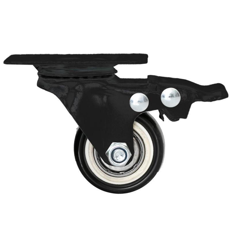 Schwerlastrollen aus Polyurethan mit Bremse 4er Set HMF 6710 38 mm Schwarz Seitenansicht