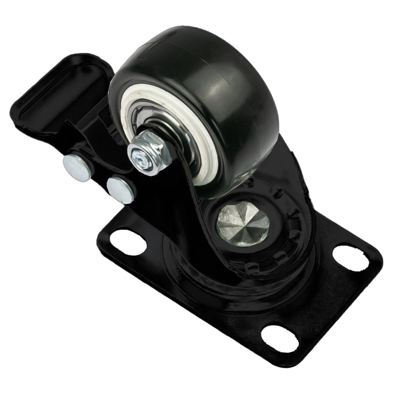 Schwerlastrollen aus Polyurethan mit Bremse 4er Set HMF 6710 38 mm Schwarz Unterseite