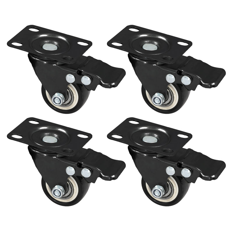 Schwerlastrollen aus Polyurethan mit Bremse 4er Set HMF 6710 38 mm Schwarz Set