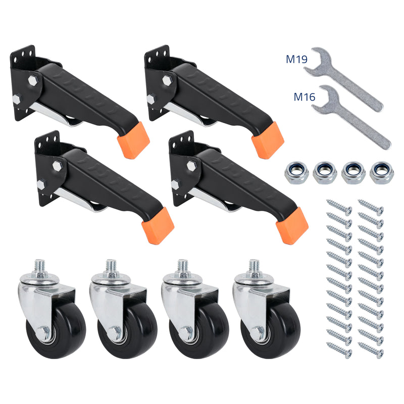 Schwerlastrollen absenkbar für Werkbank 4er Set HMF 6750 65 mm Schwarz Zubehör 