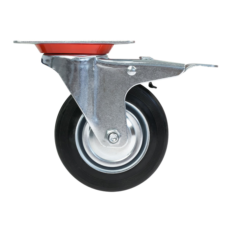 Schwerlastrollen aus Vollgummi, 4er Set, HMF 6790, 75 mm, 100 mm und 125 mm