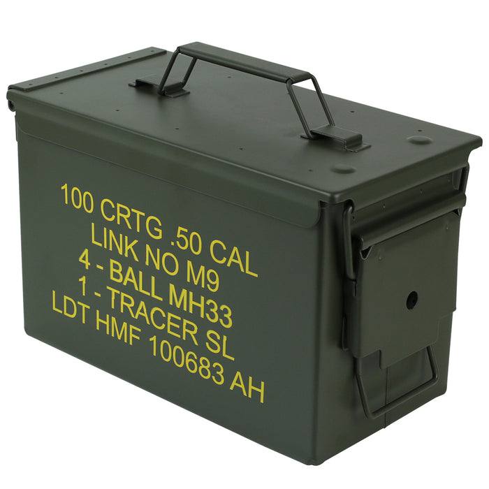 US Ammo Box als Munitionskoffer aus Metall von HMF mit den Maßen 30 x 19 x 15.5 cm in grün