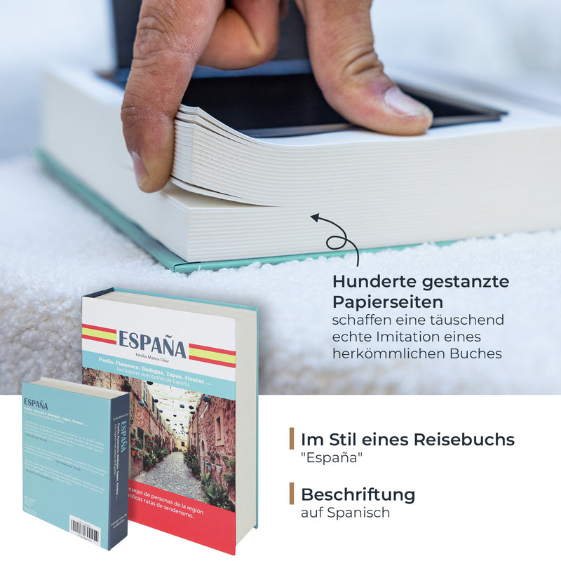 Buchtresor Spanien mit echten Papierseiten von HMF
