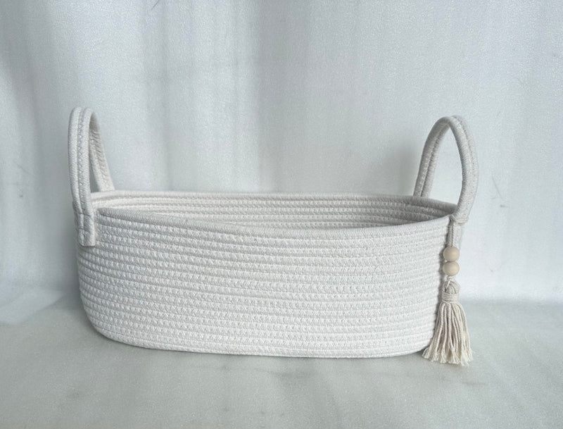 Aufbewahrungskorb Badezimmer, Korb für Toilettenpapier aus Baumwolle, HMF 39030-38CM-30, 38,5 x 15,5 x 14 cm, Creme