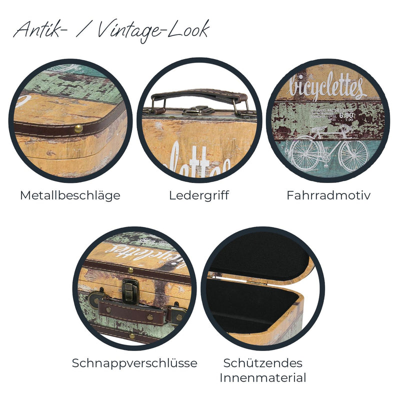 Vintage Holzkoffer im Fahrrad Design von HMF im Set in verschiedenen Größen