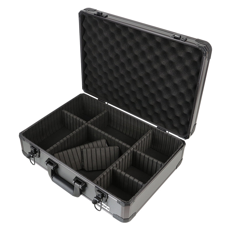 Alu Aufbewahrungskoffer Universalkoffer verstellbare Facheinteilung HMF 14502-02 46 x 15 x 33 cm offen