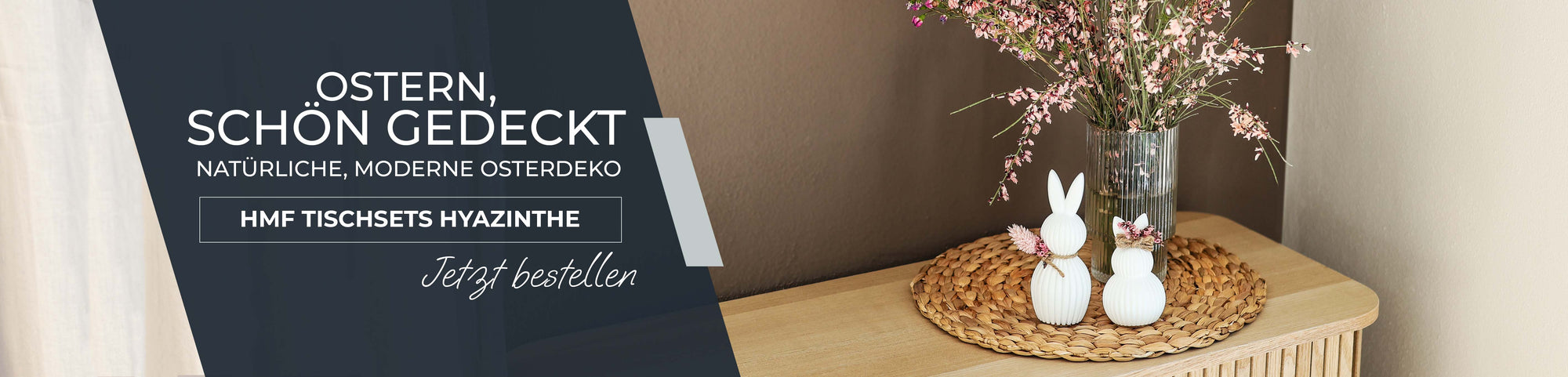 HMF Tischsets aus Wasserhyazinthe für eine natürliche, moderne Osterdekoration
