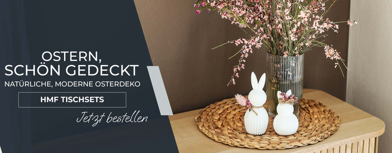 HMF Tischsets aus Wasserhyazinthe für eine natürliche, moderne Osterdekoration