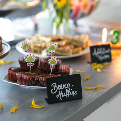 Kreidetafel als Tischaufsteller als L-Ständer im 10er Set von HMF in Schwarz