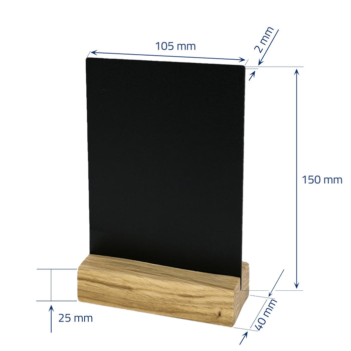 Kreidetafel mit Holzfuß als Tischaufsteller von HMF in DIN A6 Hochformat in Schwarz