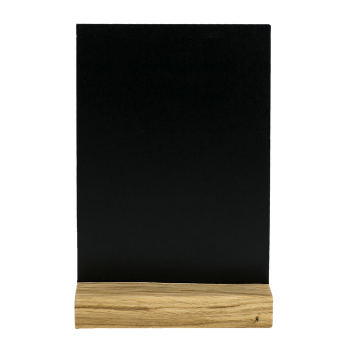 Kreidetafel mit Holzfuß als Tischaufsteller von HMF in DIN A6 Hochformat in Schwarz