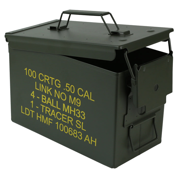 US Ammo Box als Munitionskoffer aus Metall von HMF mit den Maßen 30 x 19 x 15.5 cm in grün