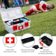 Erste Hilfe Kasten zur Medikamenten Aufbewahrung von HMF, Medizinbox leer für Sportverein, Betrieb oder Zuhause, 37 x 20 x 18,5 cm