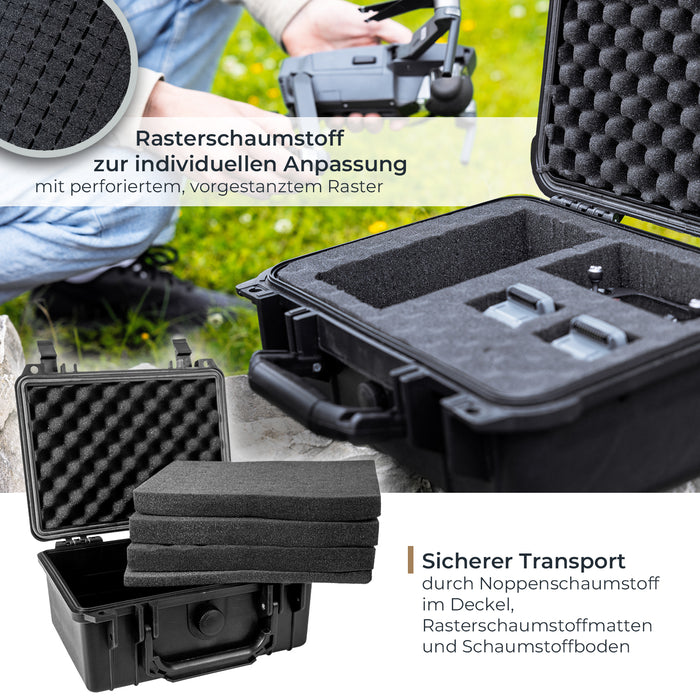 Outdoor Fotokoffer und Waffenkoffer mit Rasterschaumstoff von HMF mit 23 cm Breite
