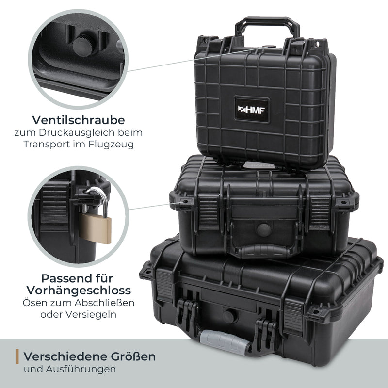 Outdoor Fotokoffer und Waffenkoffer mit Rasterschaumstoff von HMF mit 23 cm Breite