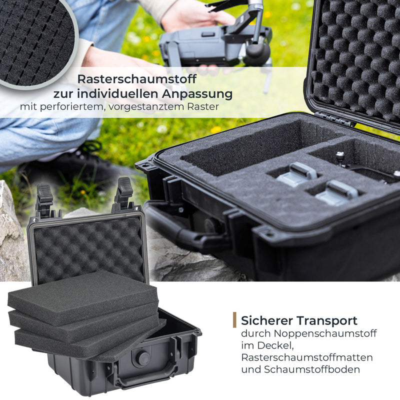 Outdoor Fotokoffer und Waffenkoffer mit Rasterschaumstoff von HMF mit 23 cm Breite