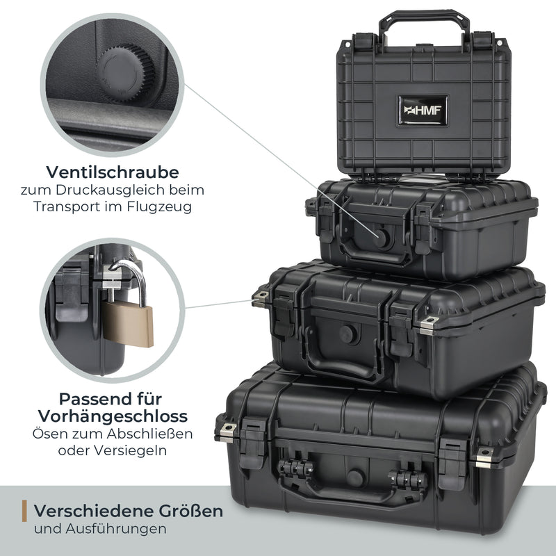 Outdoor Fotokoffer und Waffenkoffer mit Rasterschaumstoff von HMF mit 23 cm Breite