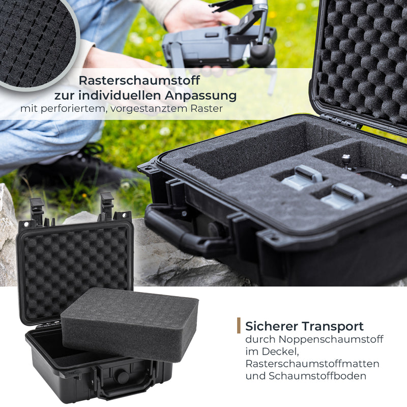 Outdoor Fotokoffer und Waffenkoffer mit Rasterschaumstoff von HMF mit 27 cm Breite