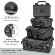 Outdoor Fotokoffer und Waffenkoffer mit Rasterschaumstoff von HMF mit 27 cm Breite