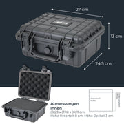 Outdoor Fotokoffer und Waffenkoffer mit Rasterschaumstoff von HMF mit 27 cm Breite