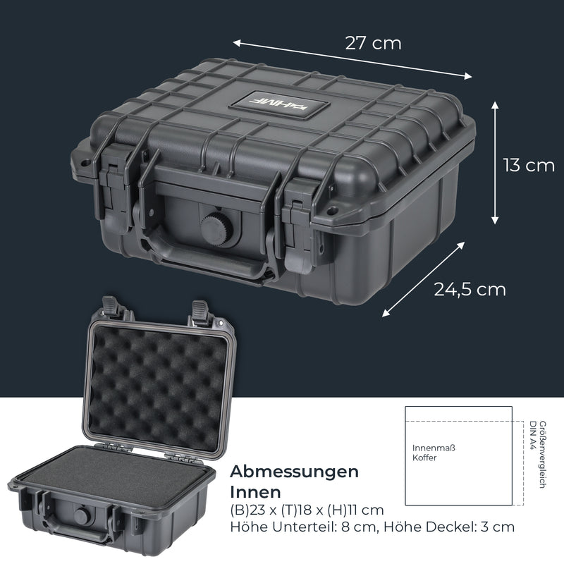 Outdoor Fotokoffer und Waffenkoffer mit Rasterschaumstoff von HMF mit 27 cm Breite