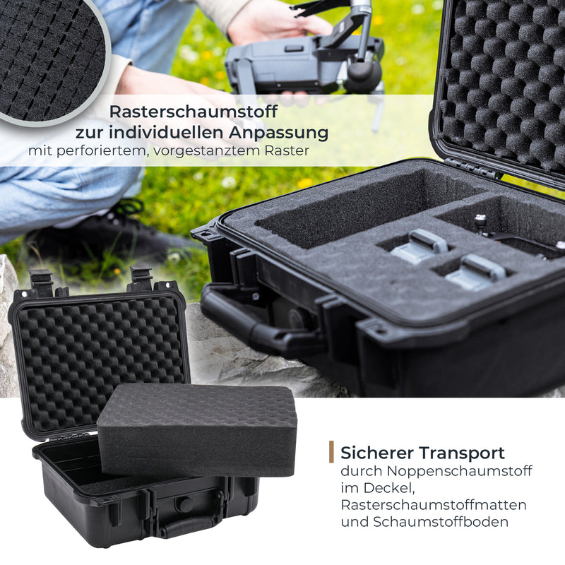 Outdoor Fotokoffer und Waffenkoffer mit Rasterschaumstoff von HMF mit 34 cm Breite