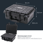 Outdoor Fotokoffer und Waffenkoffer mit Rasterschaumstoff von HMF mit 34 cm Breite