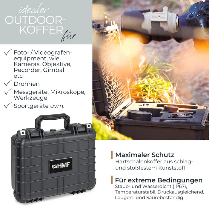 Outdoor Fotokoffer und Waffenkoffer mit Rasterschaumstoff von HMF mit 34 cm Breite