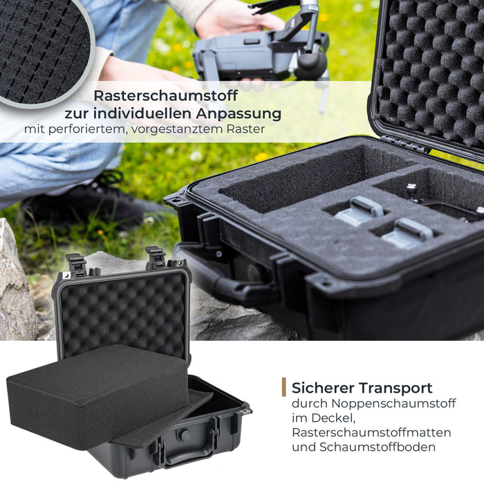 Outdoor Fotokoffer und Waffenkoffer mit Rasterschaumstoff von HMF mit 34 cm Breite